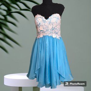 Angela & Alison beaded flowy Party dress Prom strapless